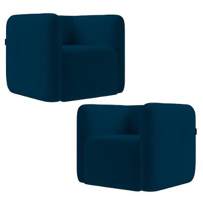 Poltrona Para Sala De Estar Decorativa Kit Com 2 Maggie K04 Veludo Azul Marinho - Mpozenato