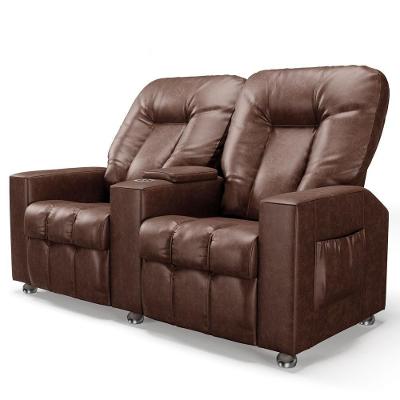 Poltrona Reclinável Para Cinema 2 Lugares Praddo Fh9 Pu Marrom Brilho - Mpozenato