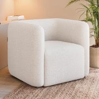 Poltrona Para Sala De Estar Decorativa Kit Com 2 Maggie K04 Bouclê Bege - Mpozenato - 2