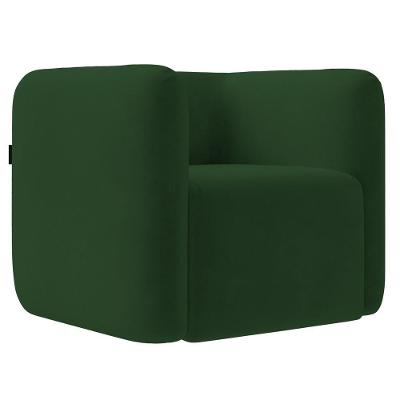 Poltrona Para Sala De Estar Maggie K04 Decorativa Quadrada Veludo Verde Mpozenato