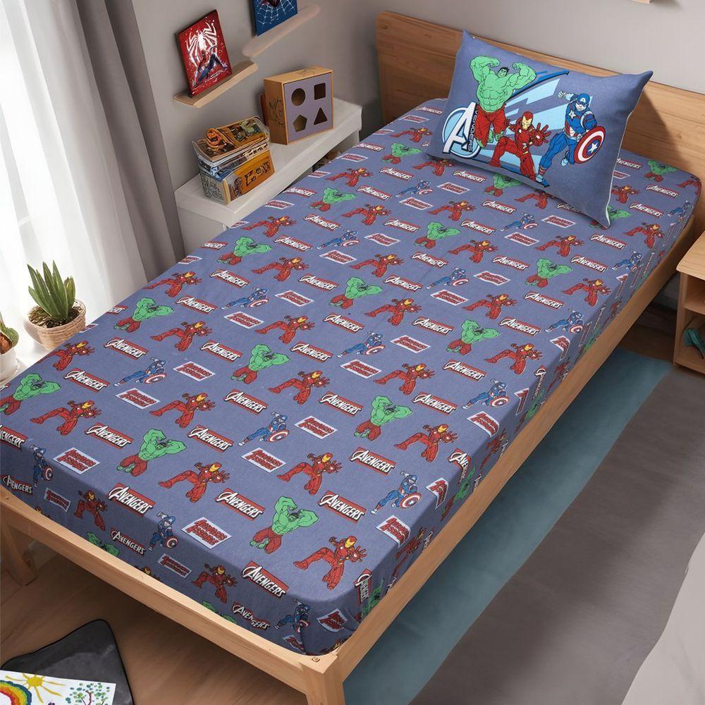 Jogo De Cama Solteiro Vingadores Malha 70% Algodão 30% Poliéster Avengers Evergreen/blue - 1