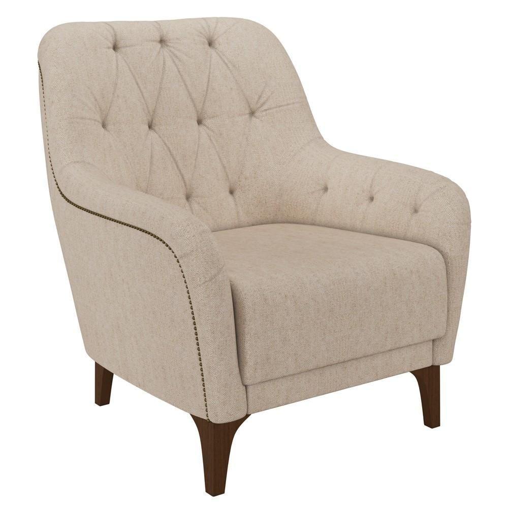 Poltrona Decorativa Para Sala De Estar Com Capitonê Pietà M22 Linho Cru - Mpozenato - 1