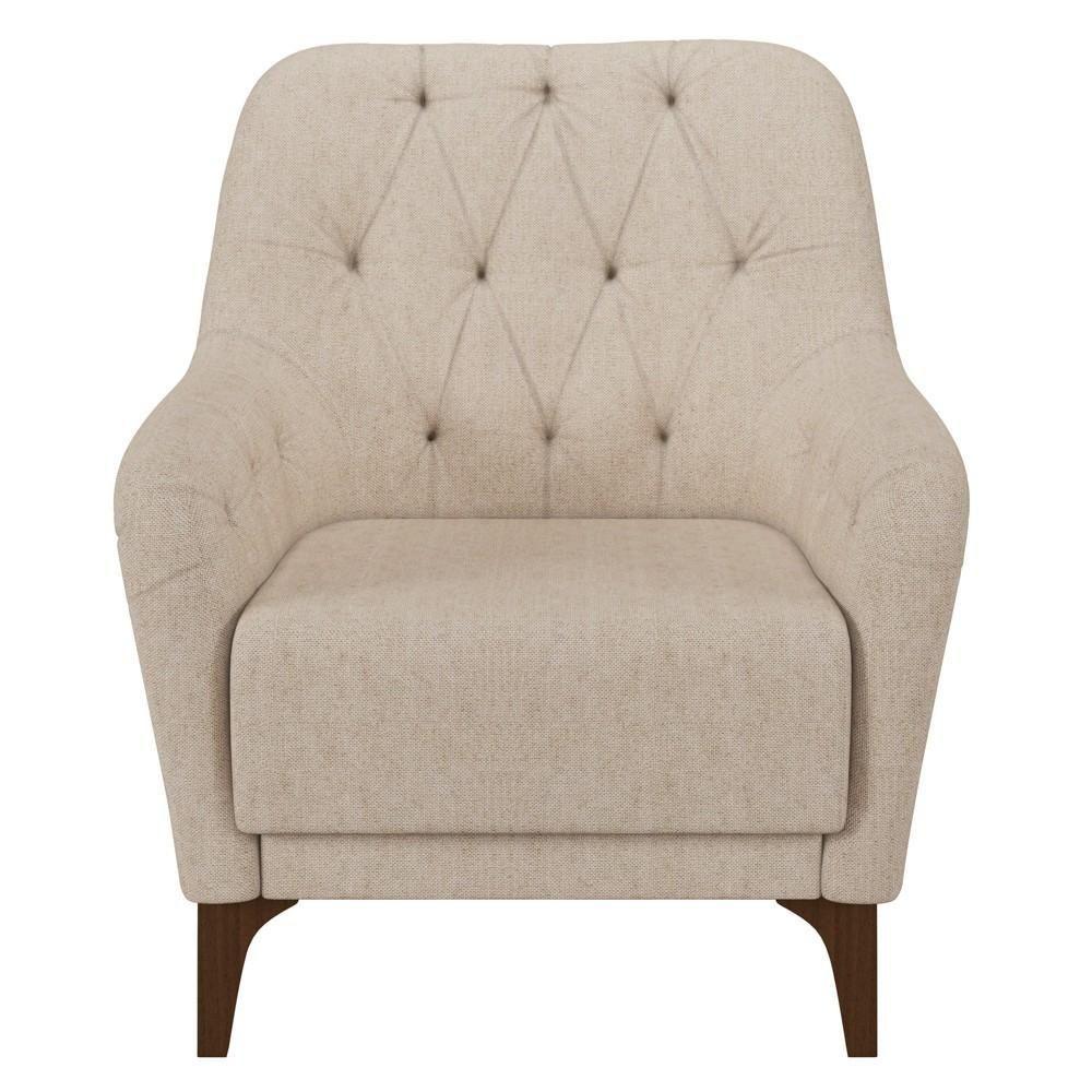 Poltrona Decorativa Para Sala De Estar Com Capitonê Pietà M22 Linho Cru - Mpozenato - 3