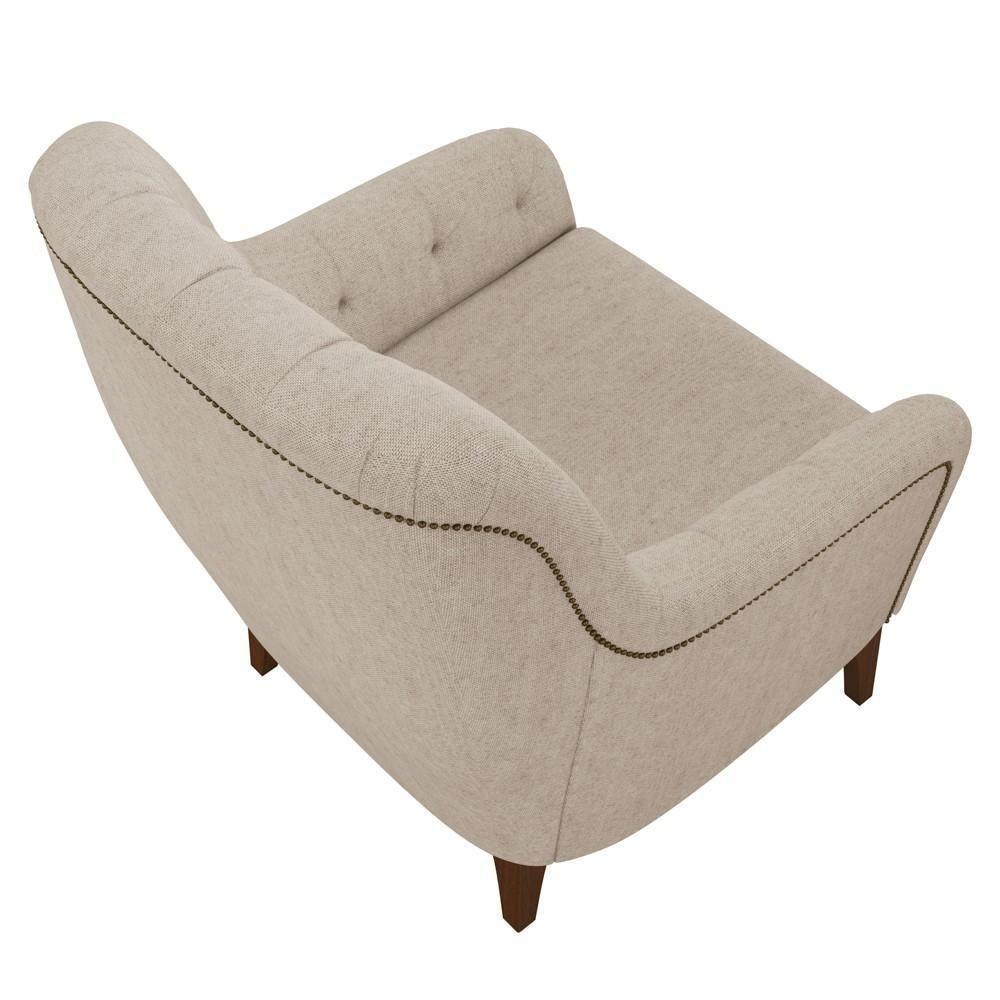 Poltrona Decorativa Para Sala De Estar Com Capitonê Pietà M22 Linho Cru - Mpozenato - 6