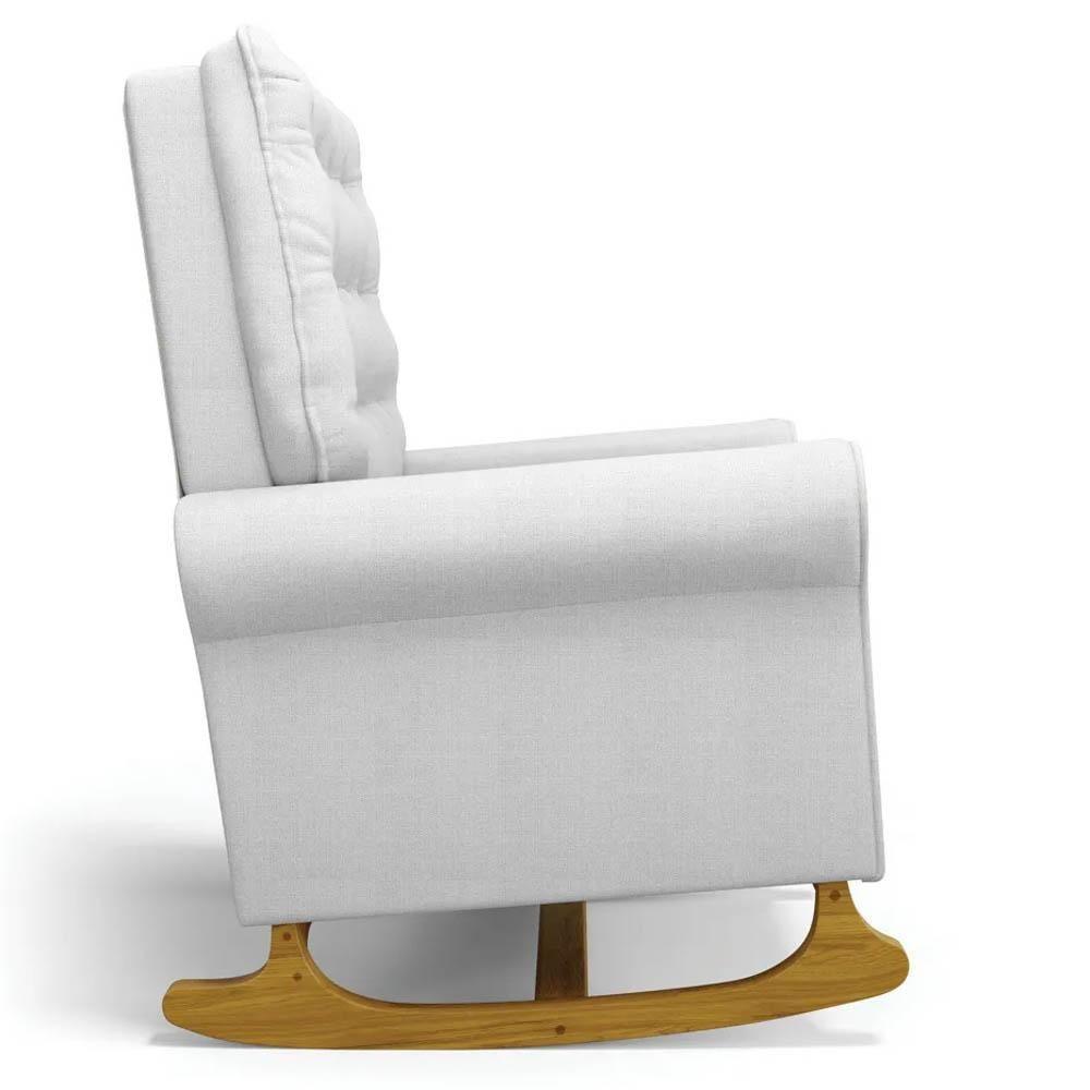 Kit 02 Poltronas De Amamentação E Descanso Base Madeira Balanço Brenda G05 Linho Cinza - Mpozenato - 5