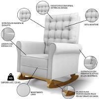 Kit 02 Poltronas De Amamentação E Descanso Base Madeira Balanço Brenda G05 Linho Cinza - Mpozenato - 3