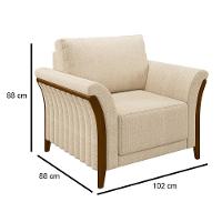 Poltrona Decorativa Sala De Estar 102cm Pés Madeira Roya M22 Linho Champanhe - Mpozenato