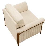 Poltrona Decorativa Sala De Estar 102cm Pés Madeira Roya M22 Linho Champanhe - Mpozenato - 7