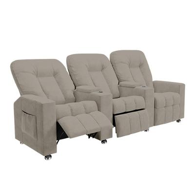 Poltrona Reclinável Para Cinema 3 Lugares Praddo Fh9 Veludo Capuccino - Mpozenato