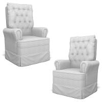 Kit 02 Poltronas De Amamentação E Descanso Com Balanço Laís G05 Linho Cinza - Mpozenato - 1