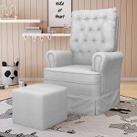 Kit 02 Poltronas De Amamentação E Descanso Com Balanço Laís G05 Linho Cinza - Mpozenato - 2