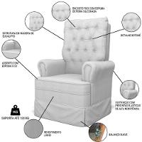 Kit 02 Poltronas De Amamentação E Descanso Com Balanço Laís G05 Linho Cinza - Mpozenato - 3