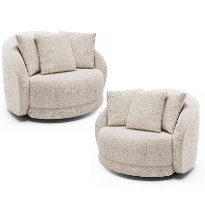 Kit 2 Poltronas Decorativa Giratória Para Sala Kaly M22 Boucle Branco - Mpozenato