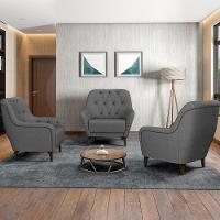 Poltrona Decorativa Para Sala De Estar Com Capitonê Pietà M22 Linho Cinza Escuro - Mpozenato - 2