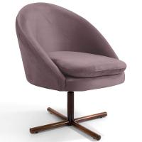 Poltrona Decorativa Base Xis Madeira Rafa C-305 Veludo Rosê - Domi - 1