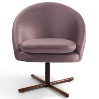 Poltrona Decorativa Base Xis Madeira Rafa C-305 Veludo Rosê - Domi - 2