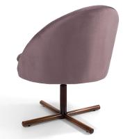 Poltrona Decorativa Base Xis Madeira Rafa C-305 Veludo Rosê - Domi