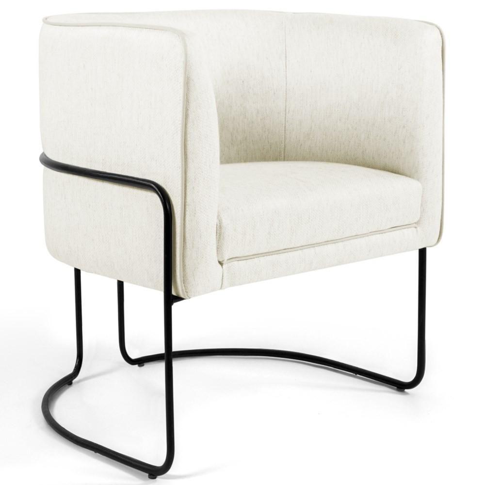 Poltrona Decorativa Base Aço Betina C-309 Veludo Bege Claro - Domi - 1