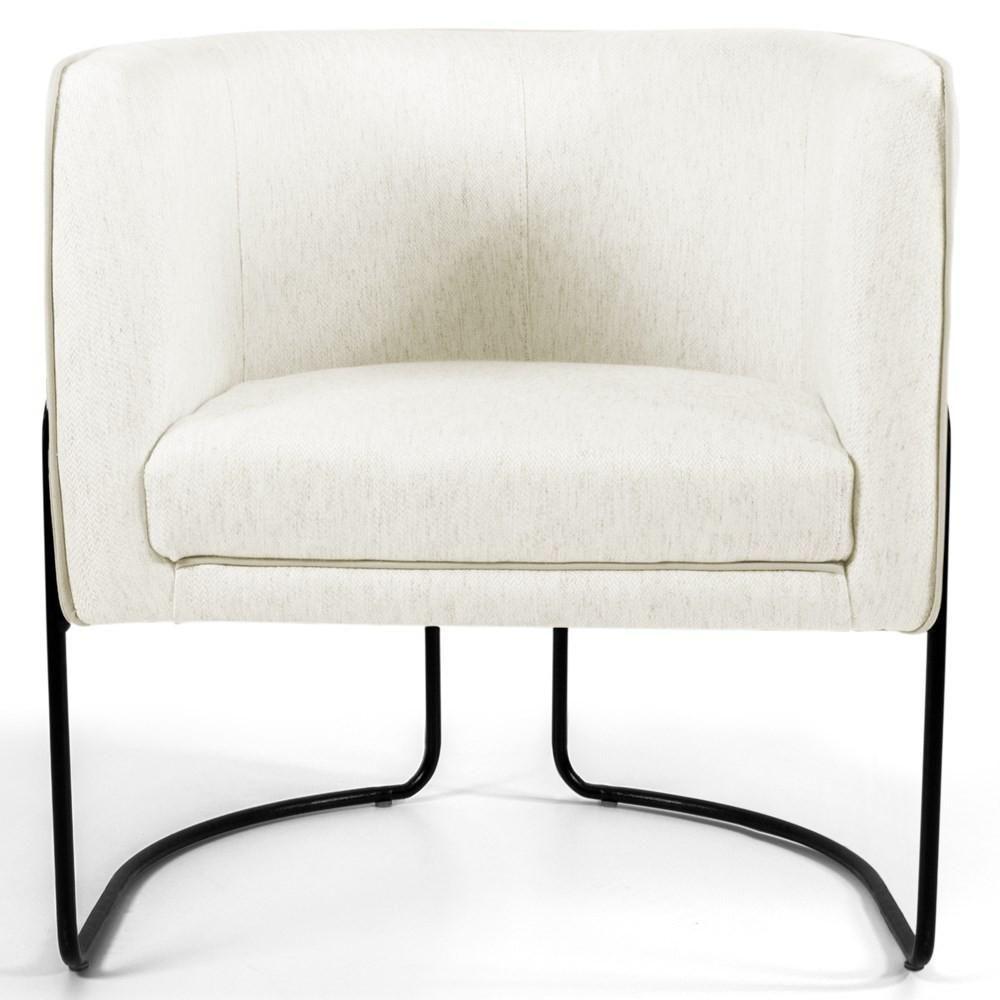 Poltrona Decorativa Base Aço Betina C-309 Veludo Bege Claro - Domi - 3