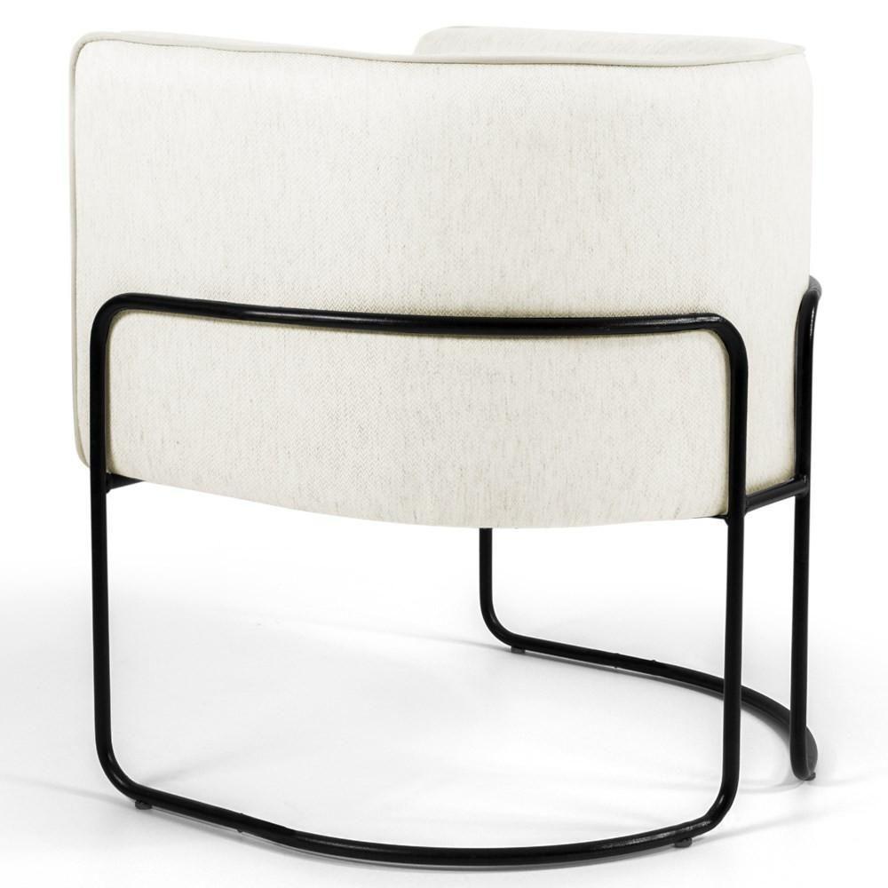 Poltrona Decorativa Base Aço Betina C-309 Veludo Bege Claro - Domi - 4