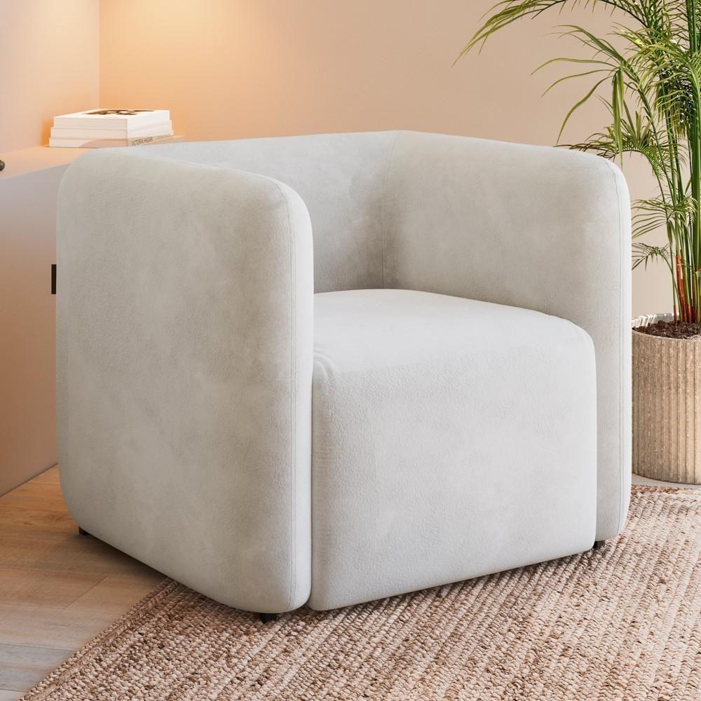 Poltrona Para Sala De Estar Decorativa Kit Com 2 Maggie K04 Veludo Bege - Mpozenato - 2