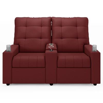 Poltrona De Cinema Reclinável 2 Lugares Baú Usb Mallie Fh9 Pu Vermelho - Mpozenato