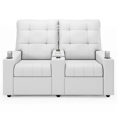 Poltrona De Cinema Reclinável 2 Lugares Baú Usb Mallie Fh9 Pu Branco - Mpozenato