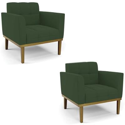 Kit 2 Poltronas Ana Sala de Estar Veludo Verde Ibiza