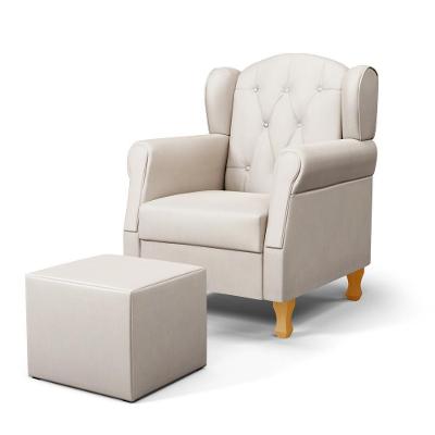 Poltrona De Amamentação Pés Madeira E Puff Letícia Suede Bege - Phoenix