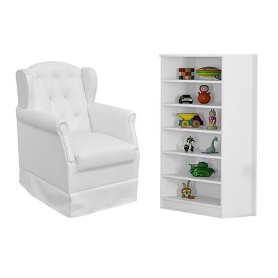 Poltrona De Amamentação Balanço Alice E Armário Multiuso Bell P04 Branco - Mpozenato