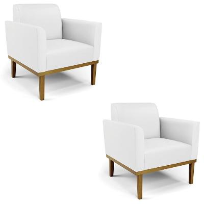 Kit 2 Poltronas Maressa Para Sala Couro Sintético Branco Ibiza