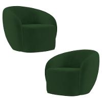 Poltrona Para Sala De Estar Orgânica Kit Com 2 Garbin K04 Veludo Verde - Mpozenato - 1