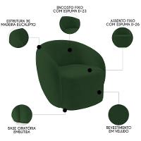 Poltrona Para Sala De Estar Orgânica Kit Com 2 Garbin K04 Veludo Verde - Mpozenato - 3