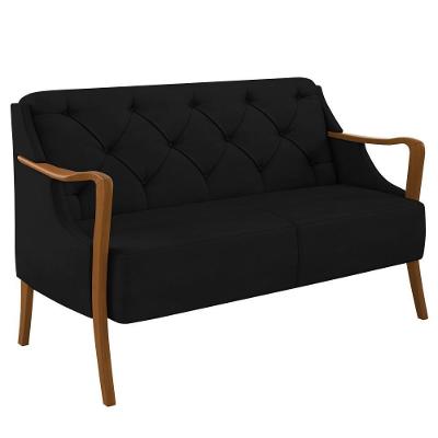 Poltrona Namoradeira 2 Lugares 135cm Capitonê Lapa M22 Veludo Preto - Mpozenato