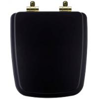 Tampa De Vaso Poliéster Com Amortecedor Boss Matte Black Para Bacia Incepa Com Ferragem Dourada - 1