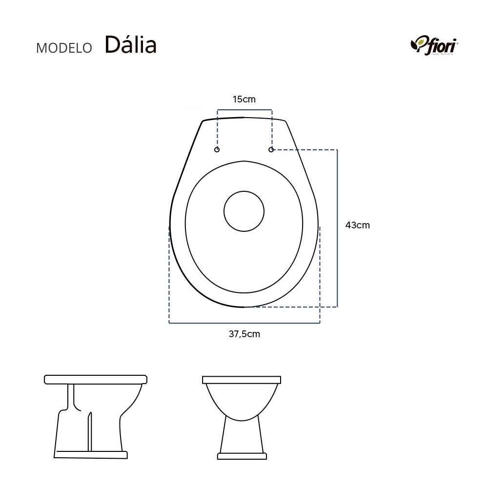 Assento Sanitário Almofadado Dalia Preto Para Vaso Fiori - 3