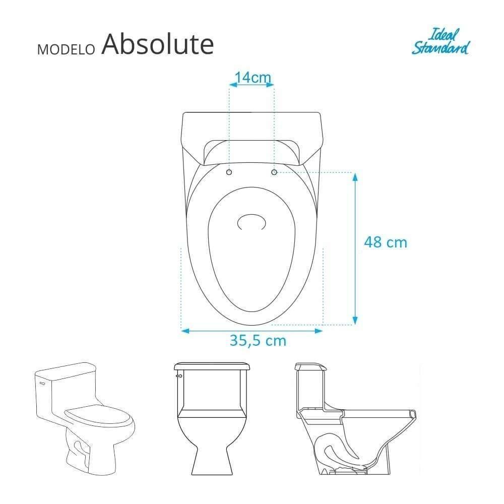 Assento Sanitário Com Amortecedor Absolute Branco Para Vaso Ideal Standard Com Ferragem Dourada - 3