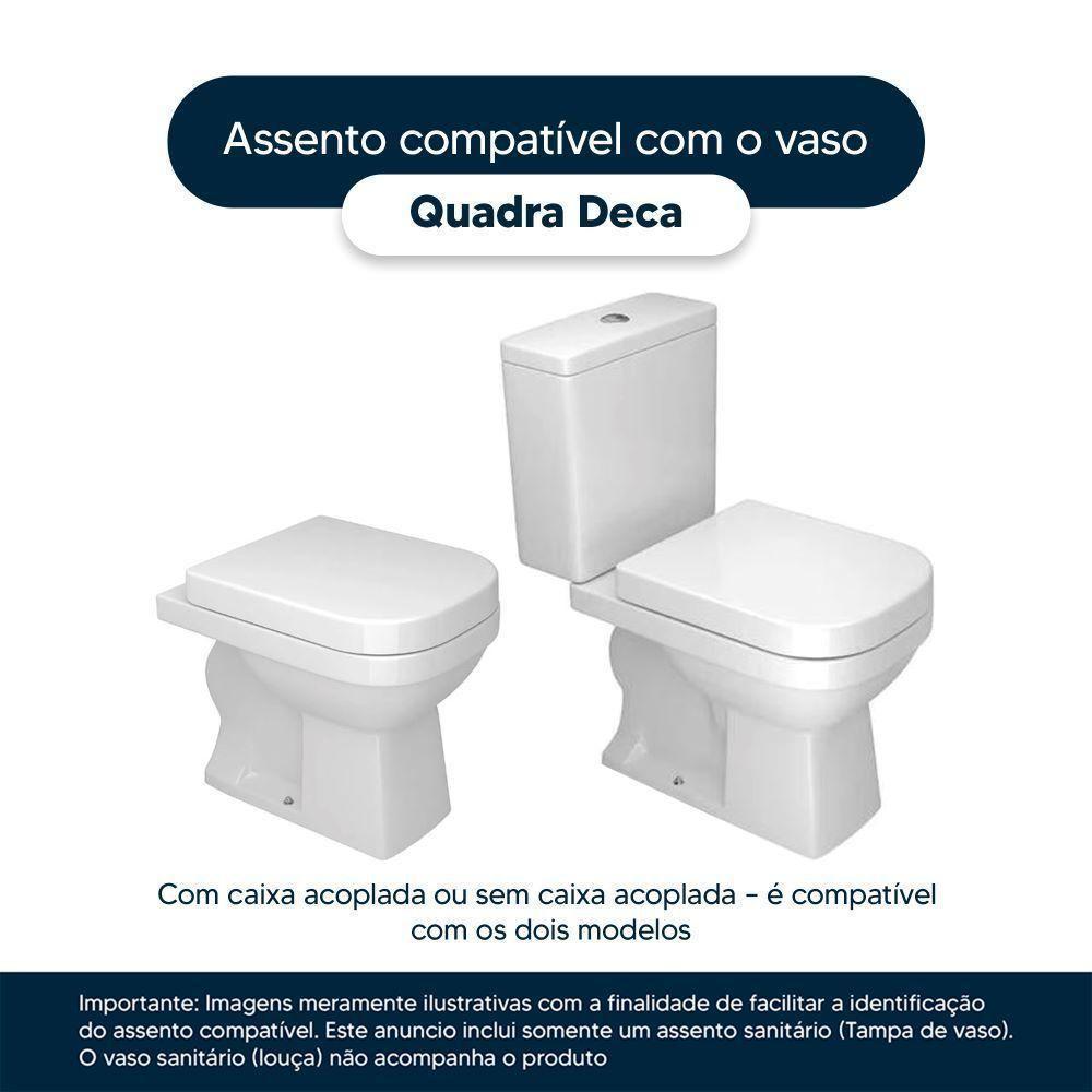 Assento Sanitário Poliester Quadra Creme Para Vaso Deca Com Ferragem Dourada - 3