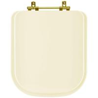 Assento Sanitário Poliester Quadra Creme Para Vaso Deca Com Ferragem Dourada - 1
