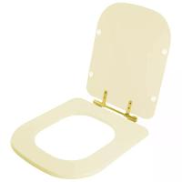 Assento Sanitário Poliester Quadra Creme Para Vaso Deca Com Ferragem Dourada - 2