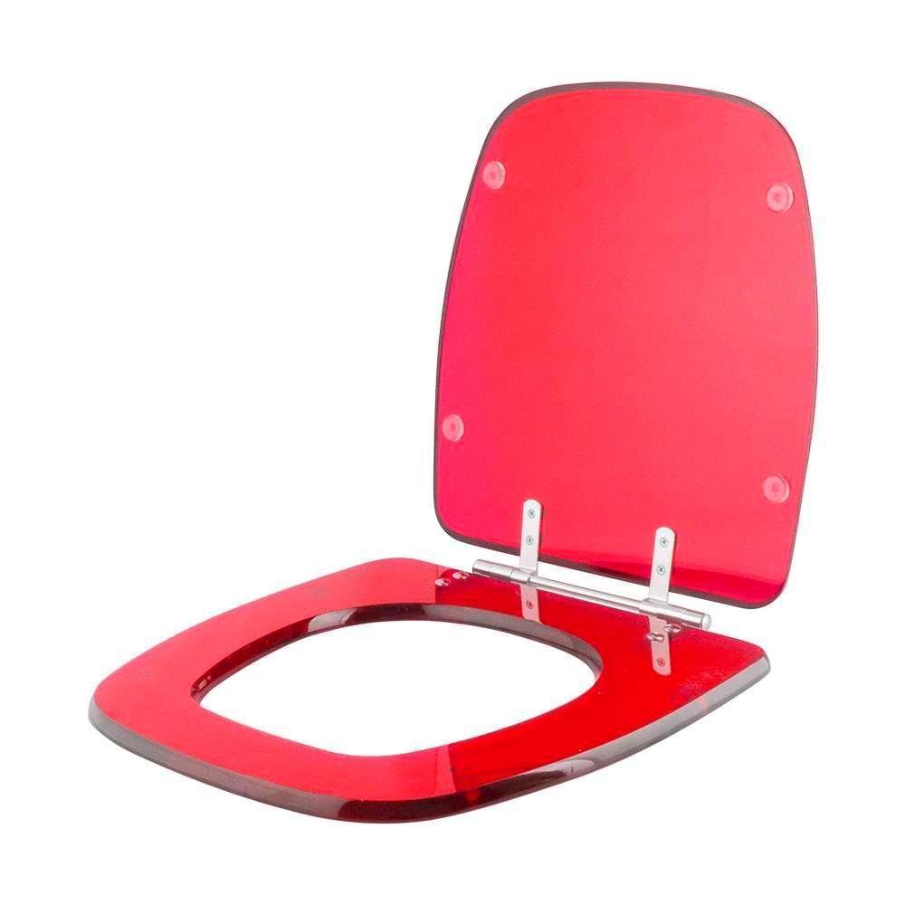 Assento Sanitário Poliester Fit Vermelho Transparente Para Vaso Celite - 2