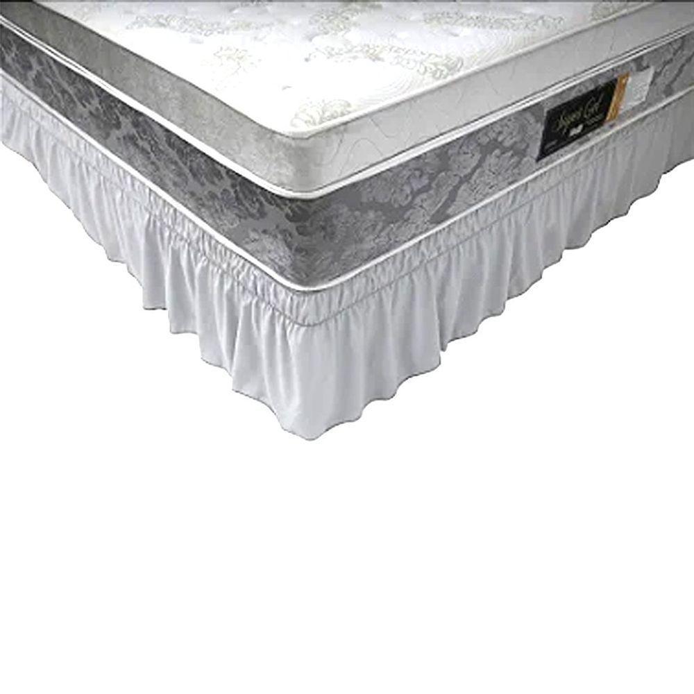 Saia Box Queen Com 2 Elásticos E Babado 158x198x38cm Branco - 1