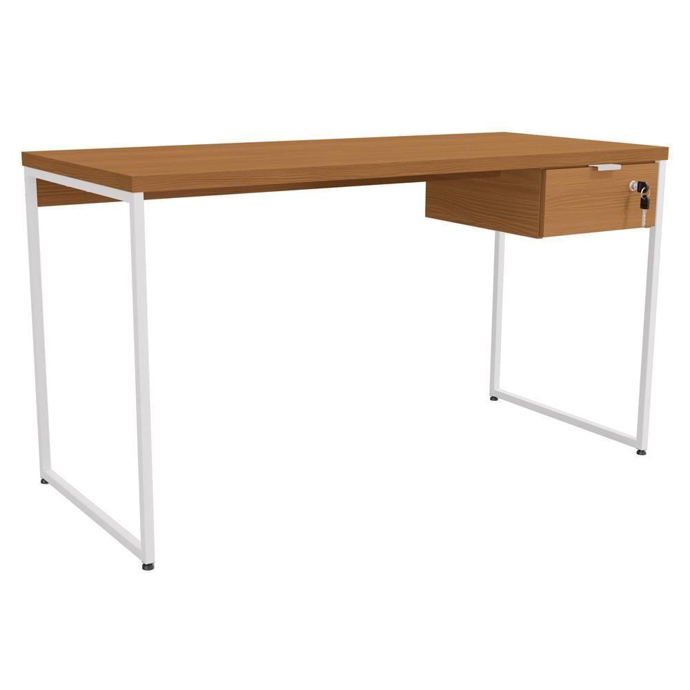 Mesa Escrivaninha 1 Gaveta 136 Cm Li003x005 Canela Branco Kpb - 1