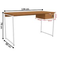 Mesa Escrivaninha 1 Gaveta 136 Cm Li003x005 Canela Branco Kpb - 3