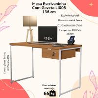Mesa Escrivaninha 1 Gaveta 136 Cm Li003x005 Canela Branco Kpb