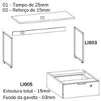 Mesa Escrivaninha 1 Gaveta 136 Cm Li003x005 Canela Branco Kpb - 5