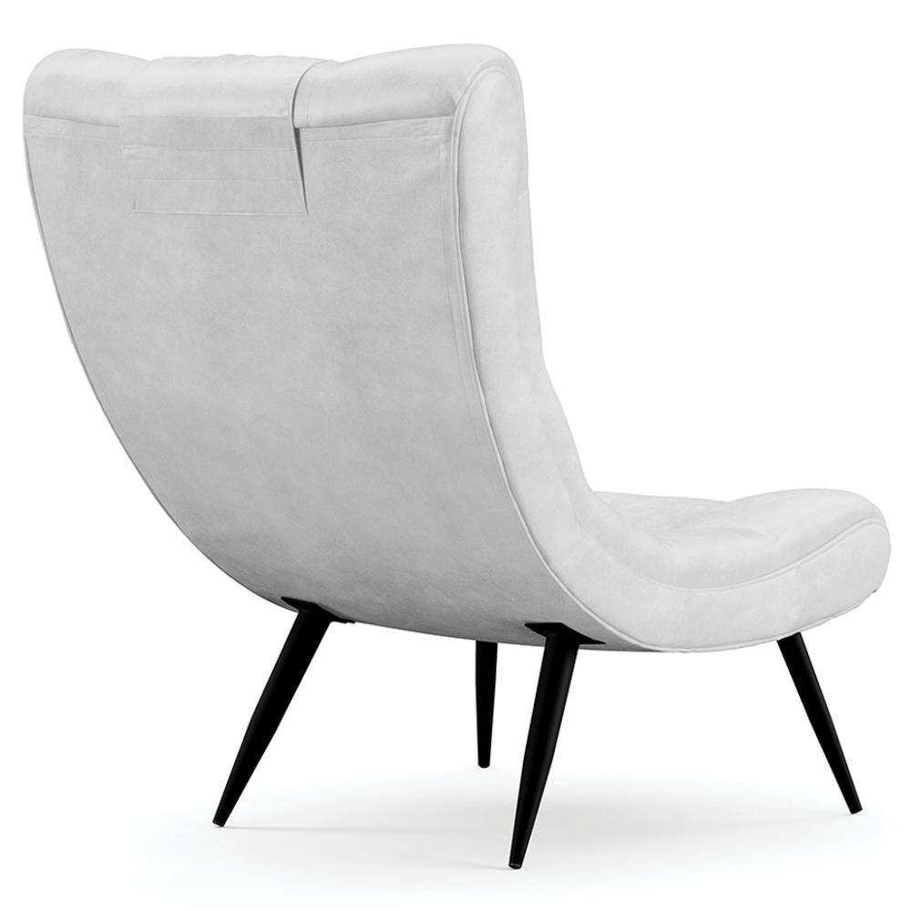 Poltrona Decorativa Para Sala De Estar Com Almofada E Pés Palito Lord Sintético Branco - Ibiza - 8