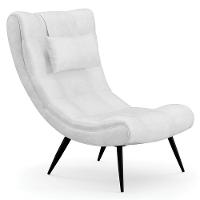 Poltrona Decorativa Para Sala De Estar Com Almofada E Pés Palito Lord Sintético Branco - Ibiza - 1