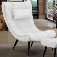 Poltrona Decorativa Para Sala De Estar Com Almofada E Pés Palito Lord Sintético Branco - Ibiza - 2