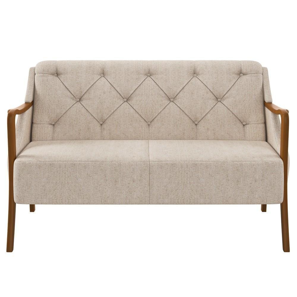 Poltrona Namoradeira 2 Lugares 135cm Capitonê Lapa M22 Linho Cru Liso - Mpozenato - 3